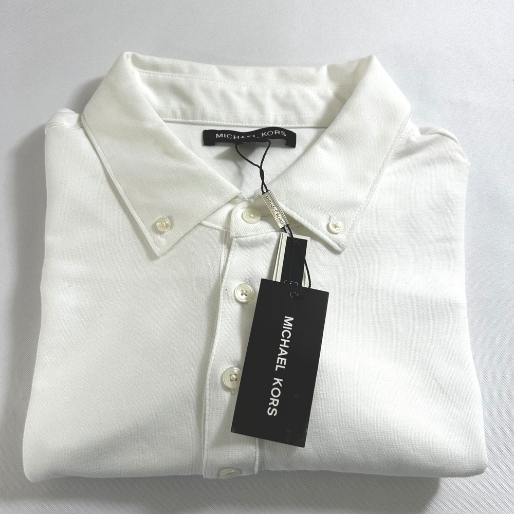 Michael Kors Mens White Short Sleeve Button Down Collar Polo Shirt XXL NWT